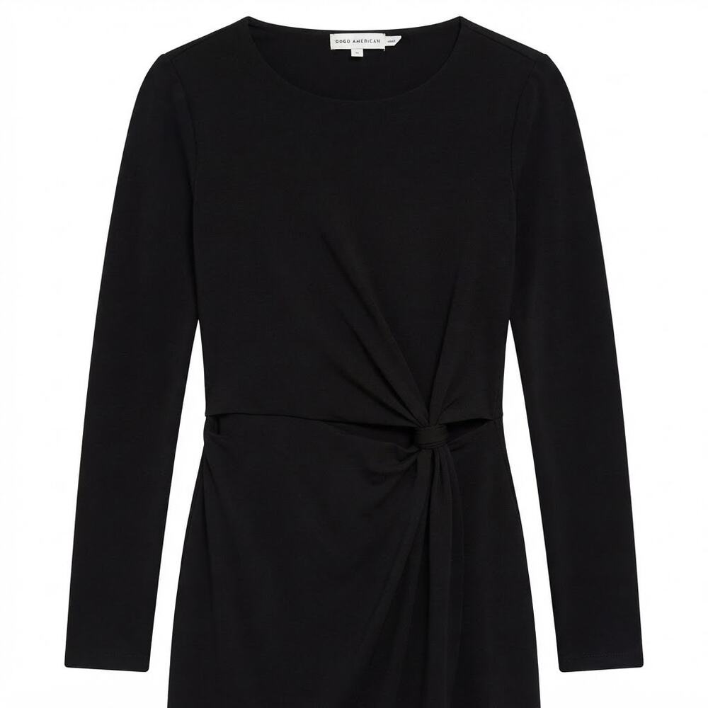 Good American Black Good Touch Long Sleeve Cutout Twist Dress Size 0